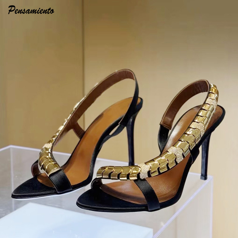 Luxury Lifestyle Shoes - Sandal Gladiator Wanita Satin Berpayet Rhinestone