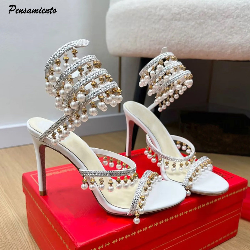 Luxury Lifestyle Shoes - Sandal Gladiator Wanita Mewah Berhias Mutiara