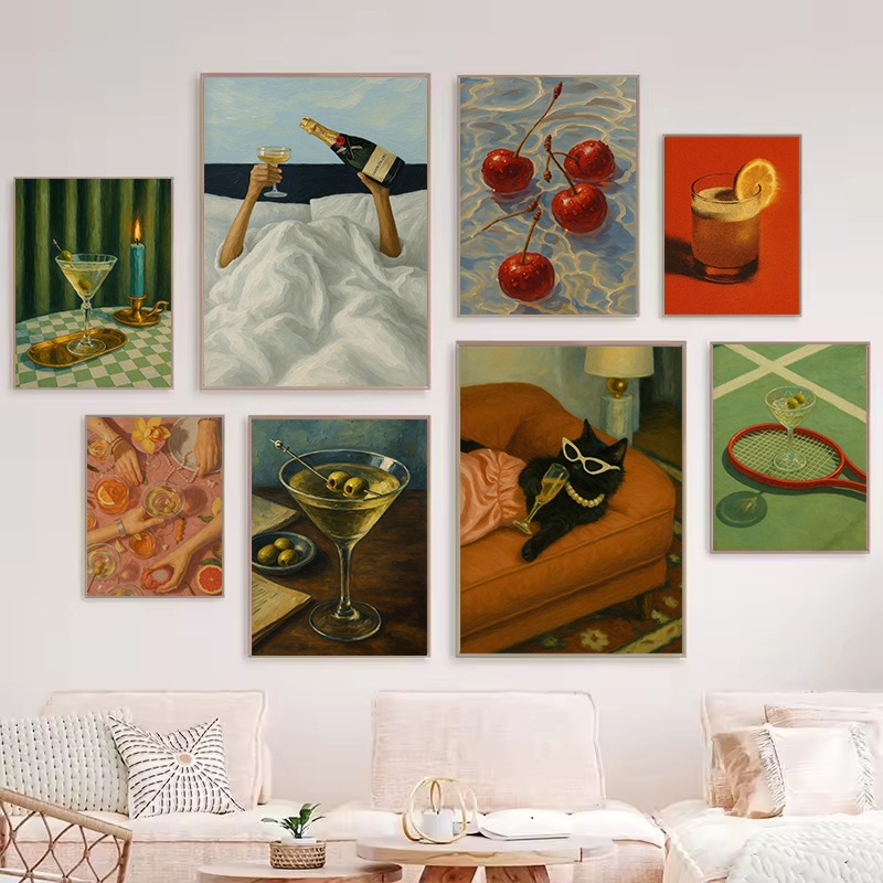 Luxury Lifestyle Pictures - 1 Buah Poster Estetika Koktail Sampanye