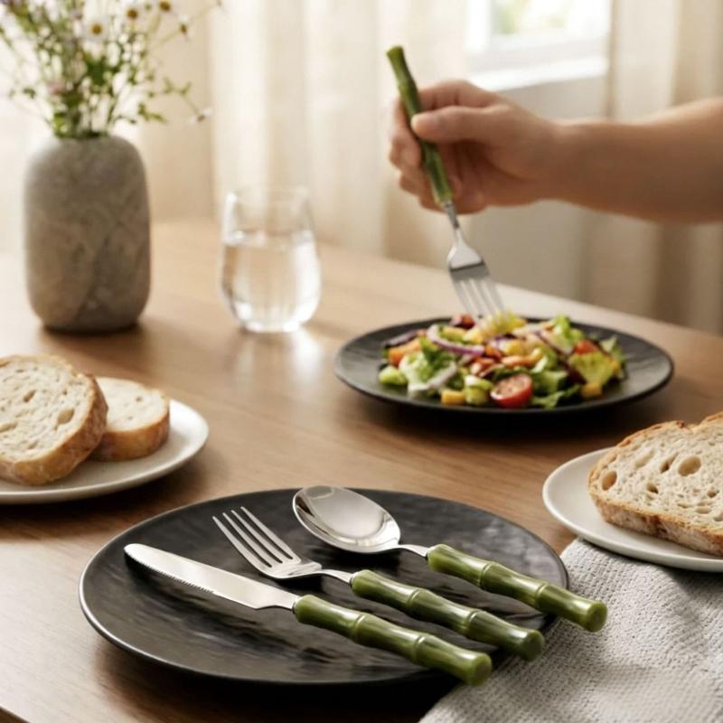 Set Peralatan Makan Dapur dari - Bamboo Cutlery Set ulasan dan harga