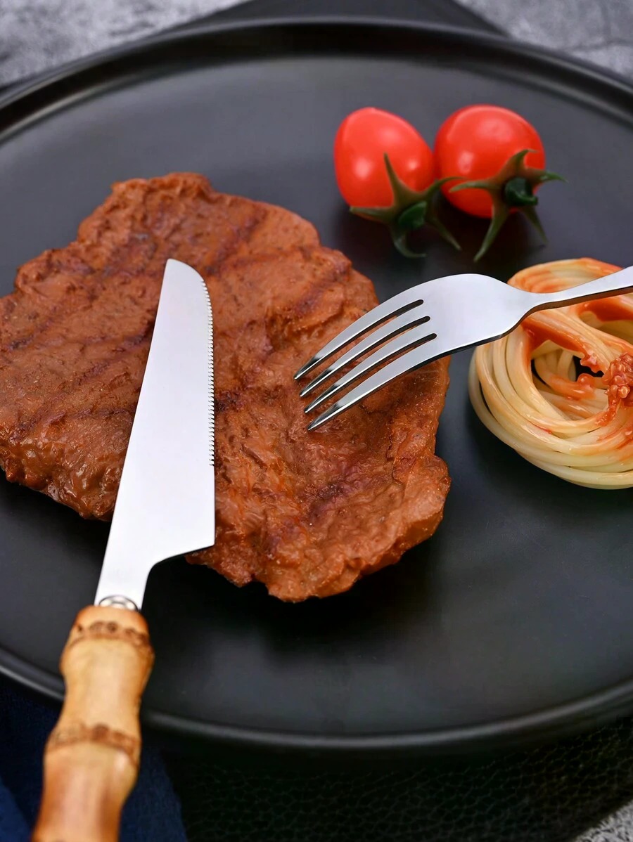 Set alat makan stainless steel - Bamboo Cutlery Set ulasan dan harga