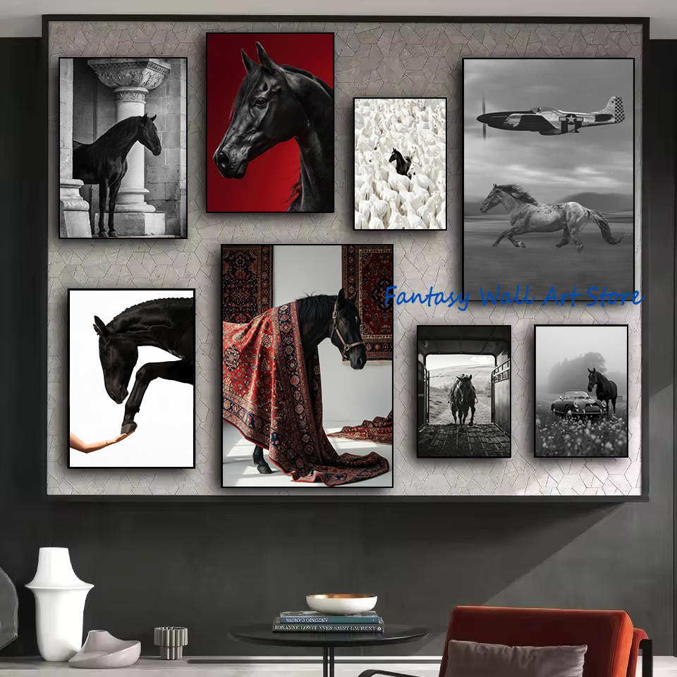 Foto Kuda Hitam Seni Dinding M - Luxury Lifestyle Pictures ulasan dan harga