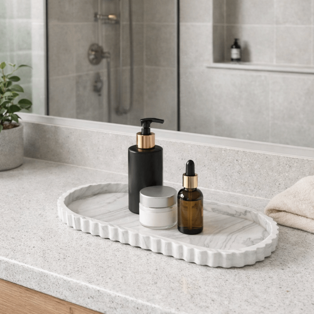 Nampan Penyimpanan Oval Siliko - Marble Serving Board ulasan dan harga